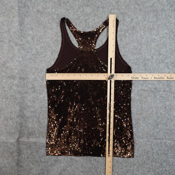 Tory Burch Top Womens XS? All Over Sequin Racerback Tank Brown Shimmer - Picture 5 of 8